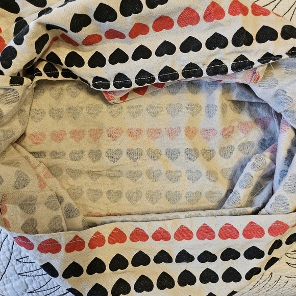 VGUC Vine Street Market Hearts Bag Canvas Reusable Shopping Tote Red Black - Picture 4 of 8